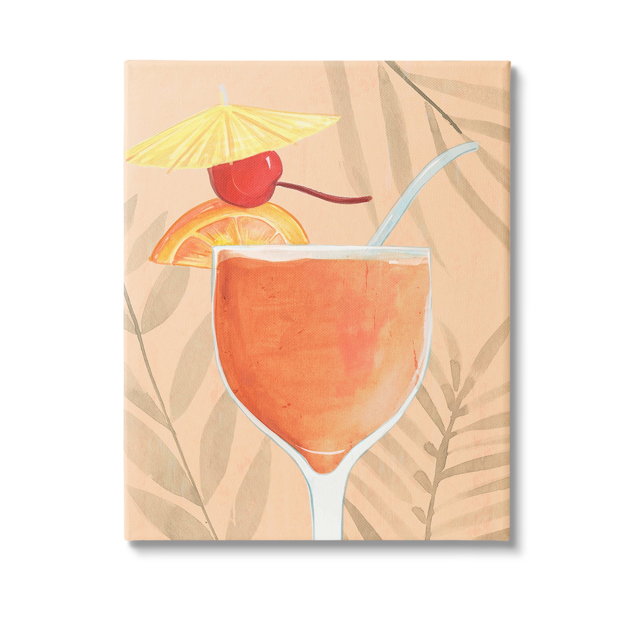 Stupell Industries Tropical Cocktail with Fruit Food & Beverage Painting Gallery Wrapped Canvas Art Print Wall Art, 36 x 48