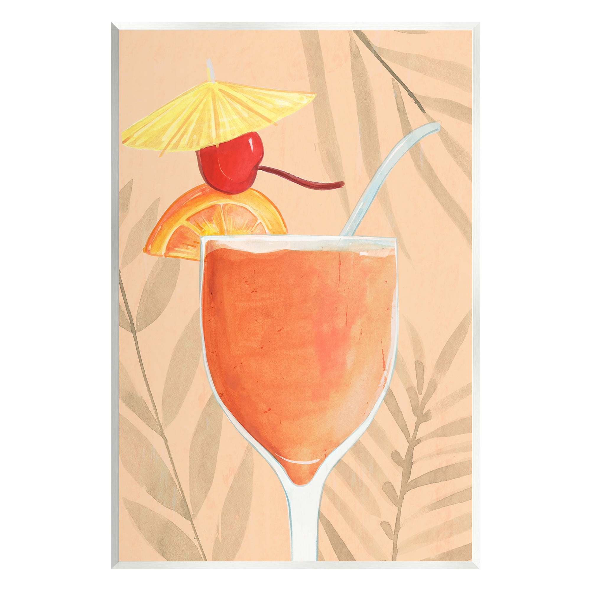Stupell Industries Tropical Cocktail with Fruit Food & Beverage Painting Unframed Art Print Wall Art, 13 x 19
