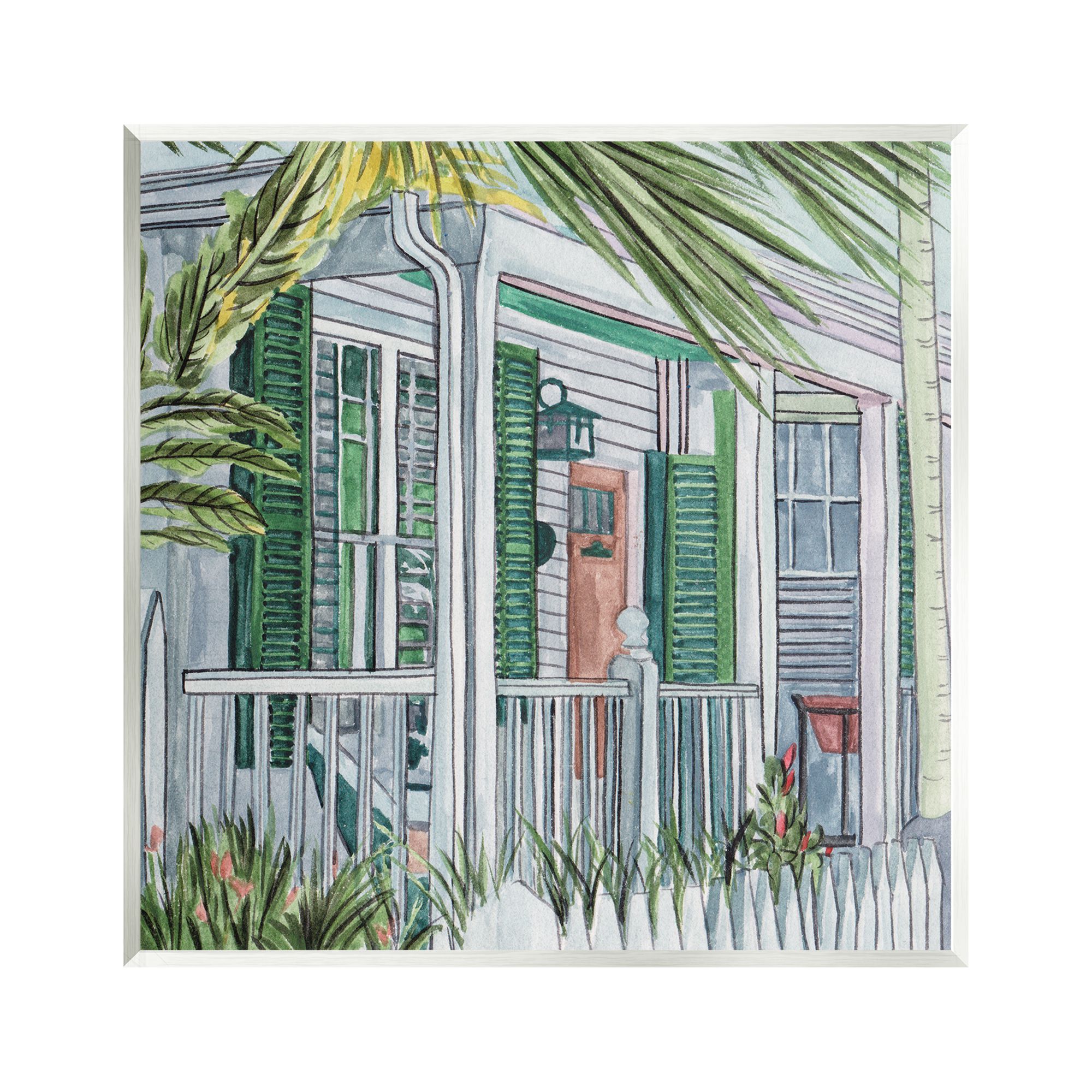 Stupell Industries Tropical Cottage Porch Botanical & Floral Painting Unframed Art Print Wall Art, 12 x 12