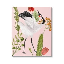 Stupell Industries Tropical Crane Bird Botanicals Graphic Art Gallery Wrapped Canvas Print Wall Art, Design by Melissa Wang