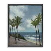 Stupell Industries Tropical Crashing Waves Landscape Painting Black Floater Framed Canvas Art Print Wall Art, 17 x 21