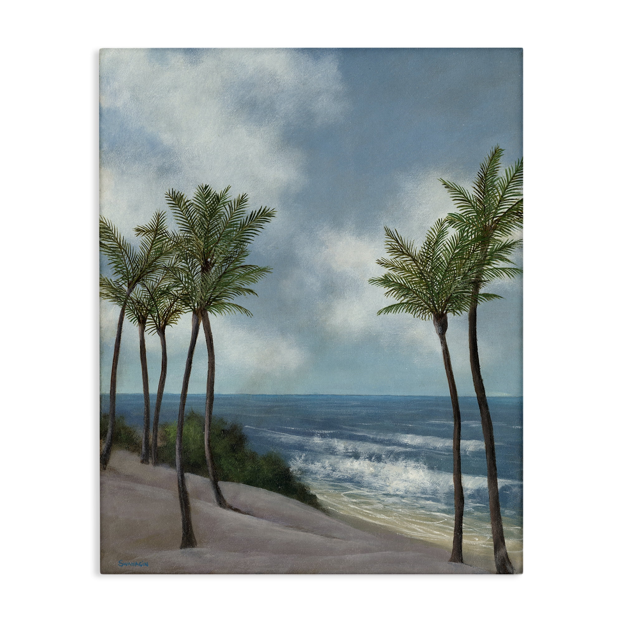 Stupell Industries Tropical Crashing Waves Landscape Painting Gallery Wrapped Canvas Art Print Wall Art, 30 x 40