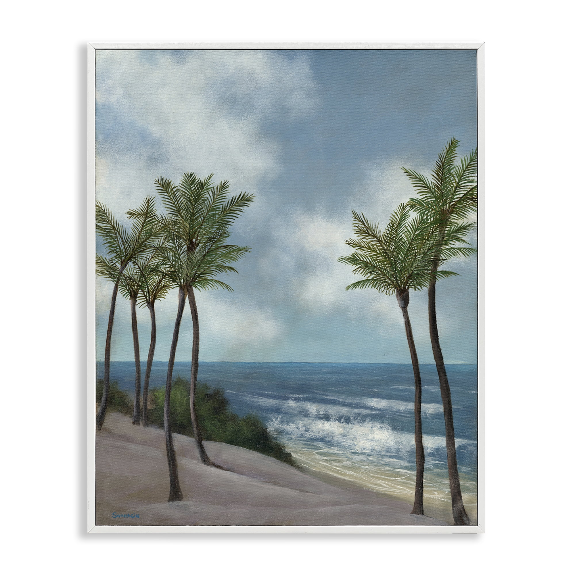 Stupell Industries Tropical Crashing Waves Landscape Painting White Framed Art Print Wall Art, 24 x 30
