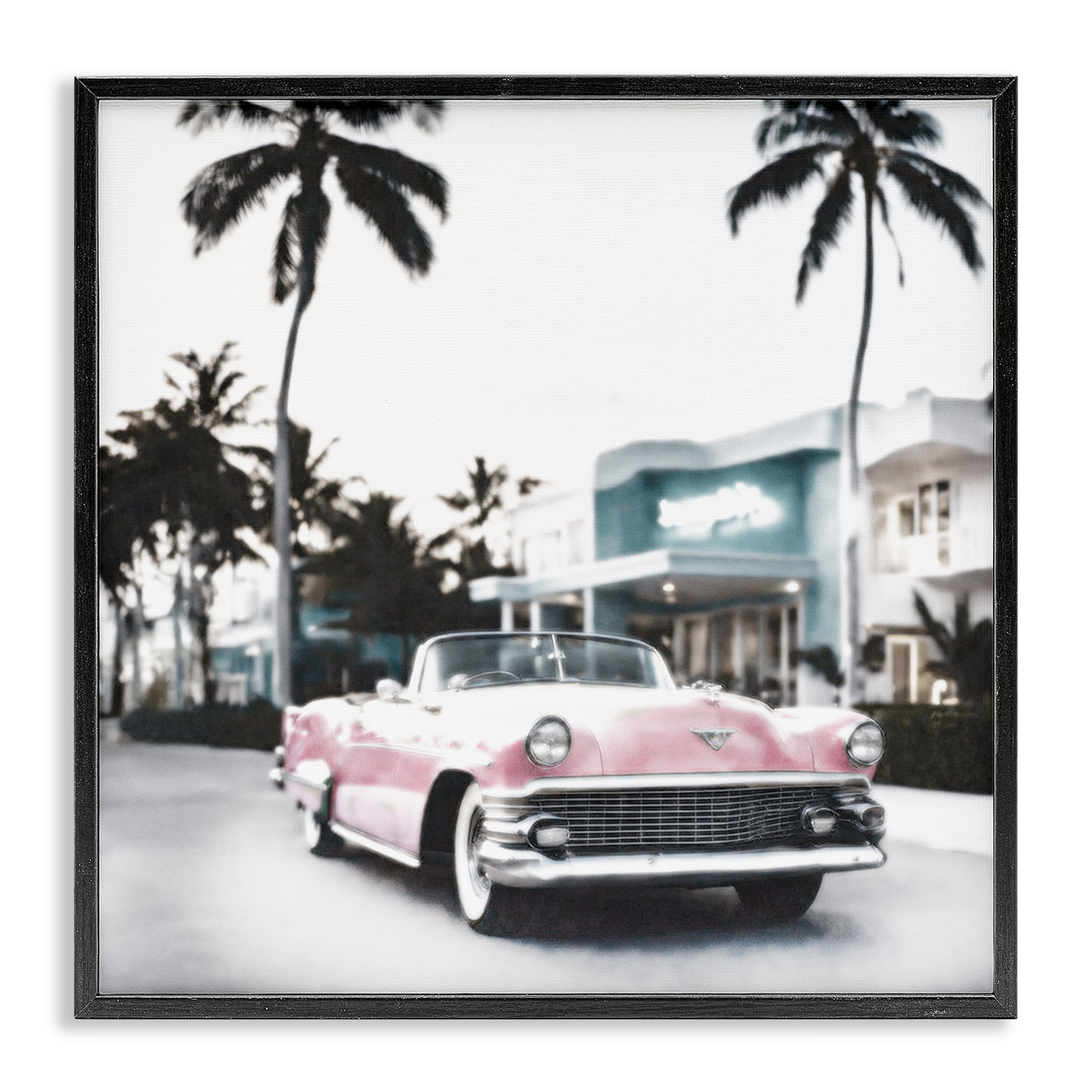 Stupell Industries Tropical Cruise Antique Car Transportation Painting Black Framed Art Print Wall Art, 24 x 24