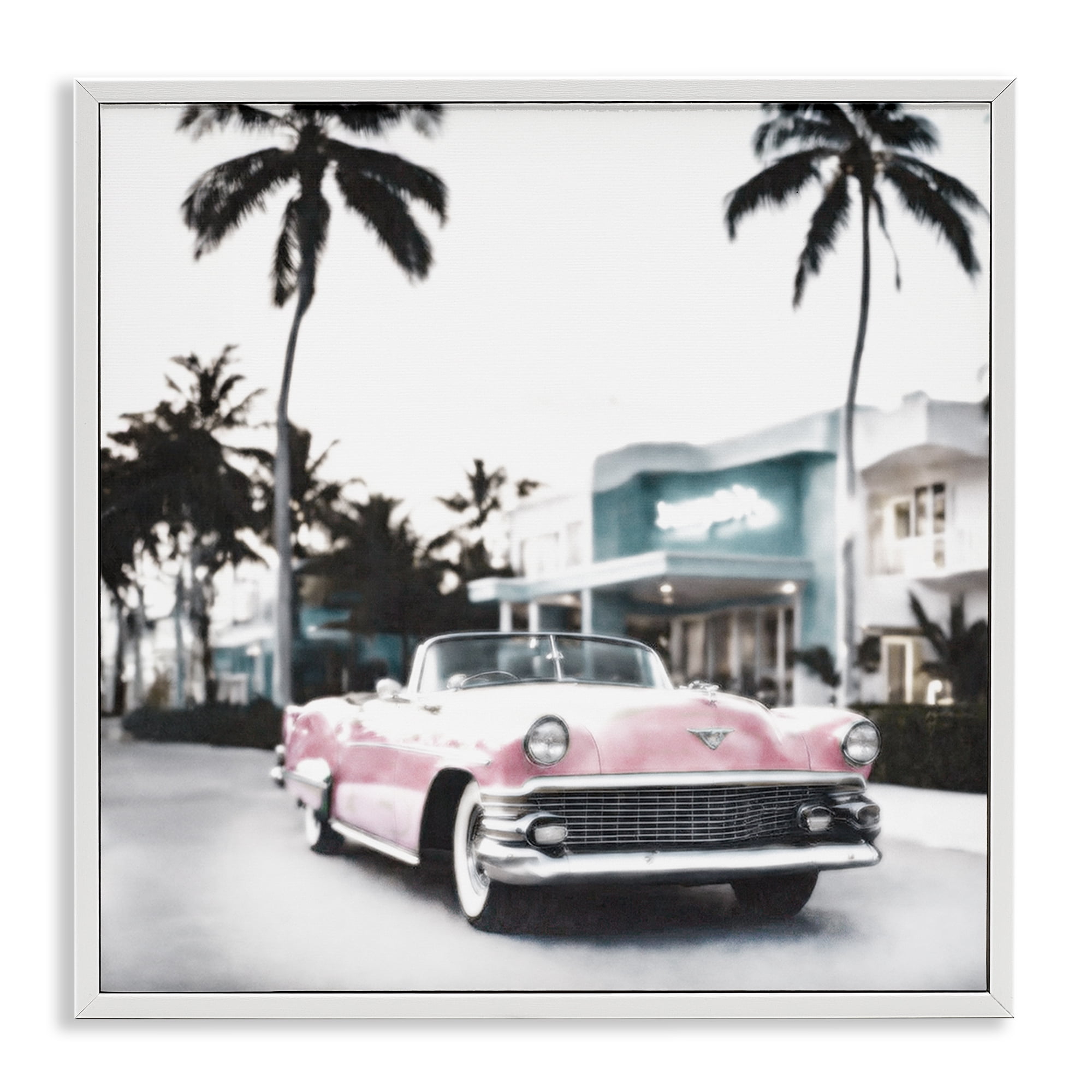 Stupell Industries Tropical Cruise Antique Car Transportation Painting White Framed Art Print Wall Art, 12 x 12