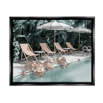 Stupell Industries Tropical Disco Balls Nature Painting Black Floater Framed Canvas Art Print Wall Art, 21 x 17