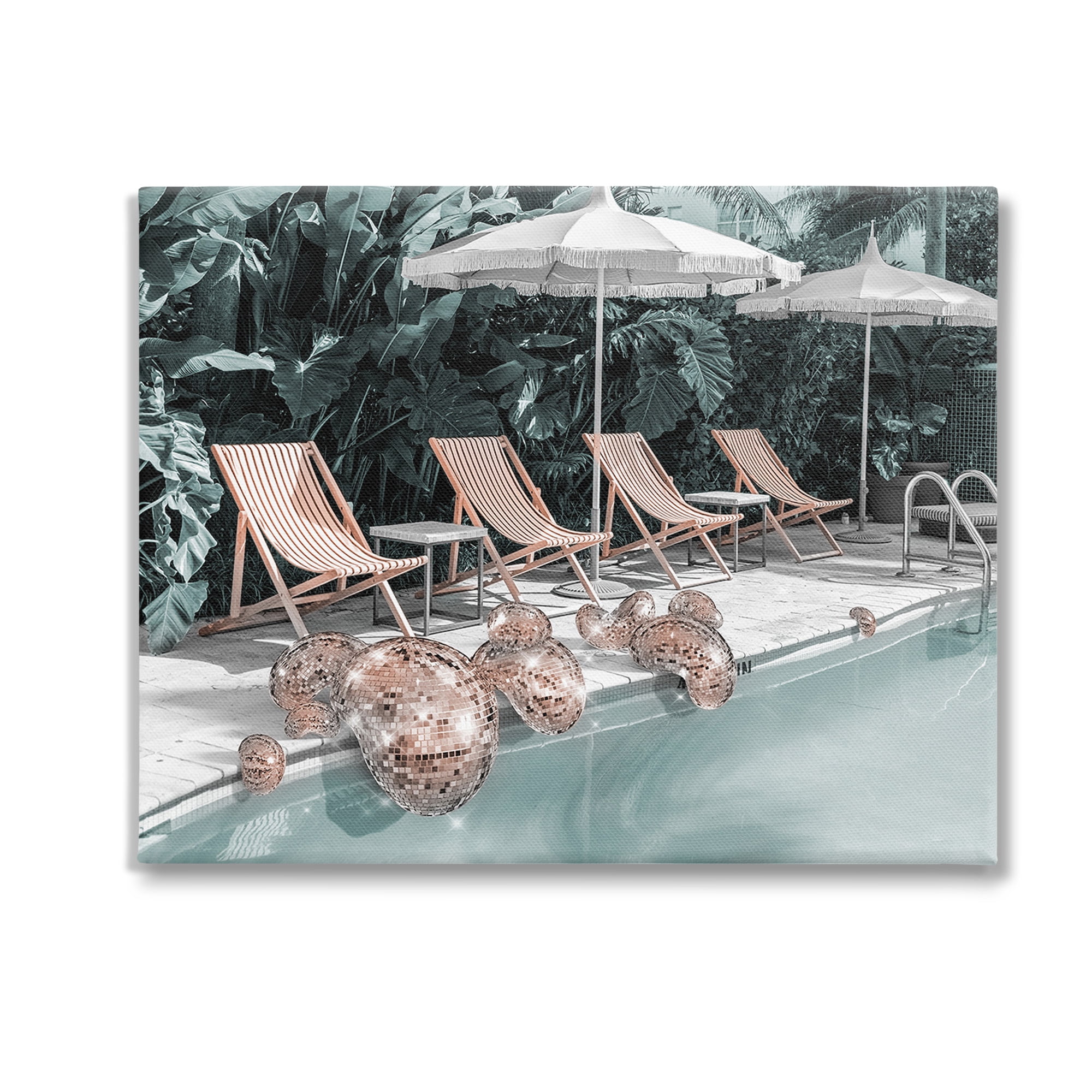 Stupell Industries Tropical Disco Balls Nature Painting Gallery Wrapped Canvas Art Print Wall Art, 20 x 16