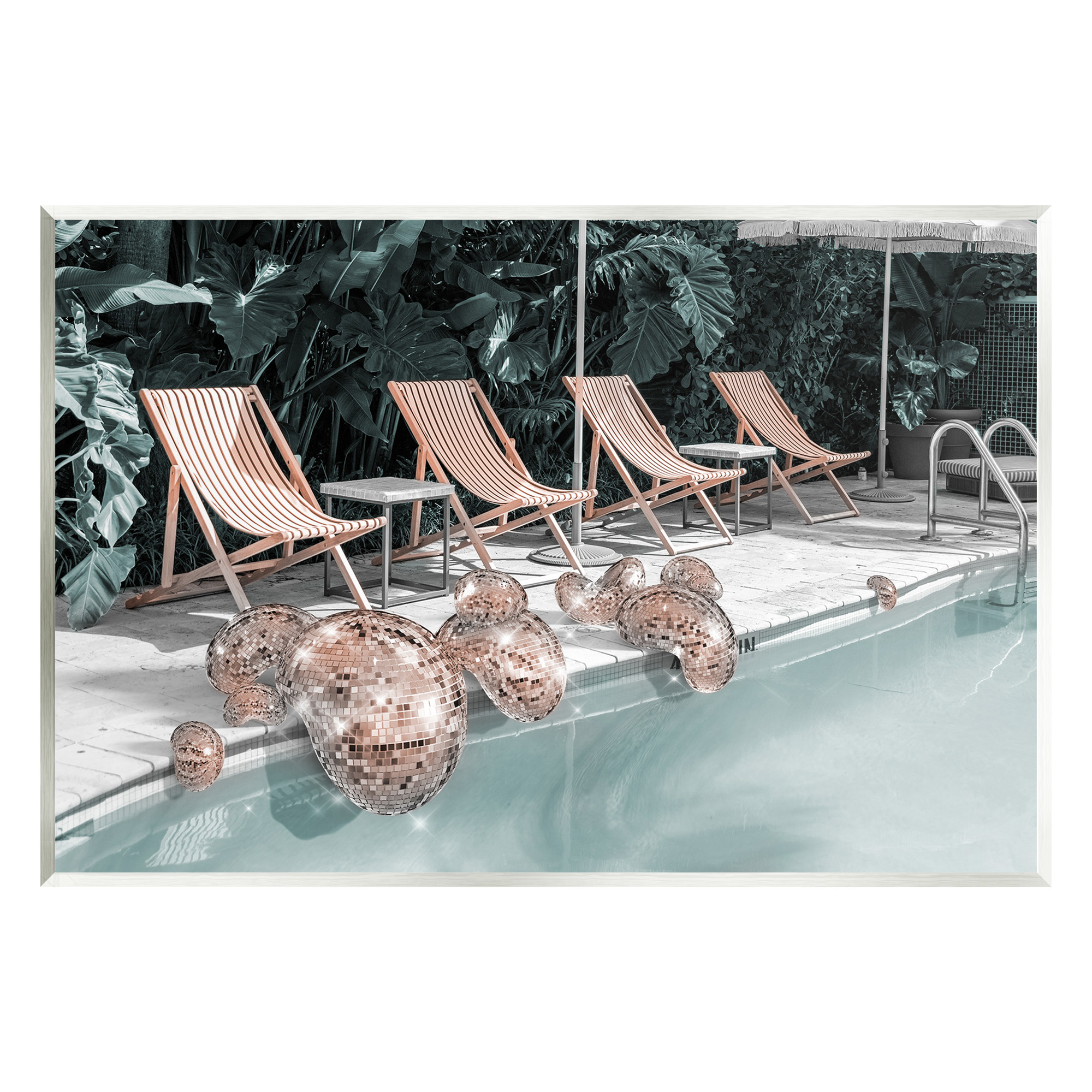 Stupell Industries Tropical Disco Balls Nature Painting Unframed Art Print Wall Art, 19 x 13