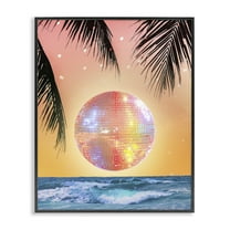 Stupell Industries Tropical Disco Sunset Landscape & Nature Painting Black Framed Art Print Wall Art, 11 x 14