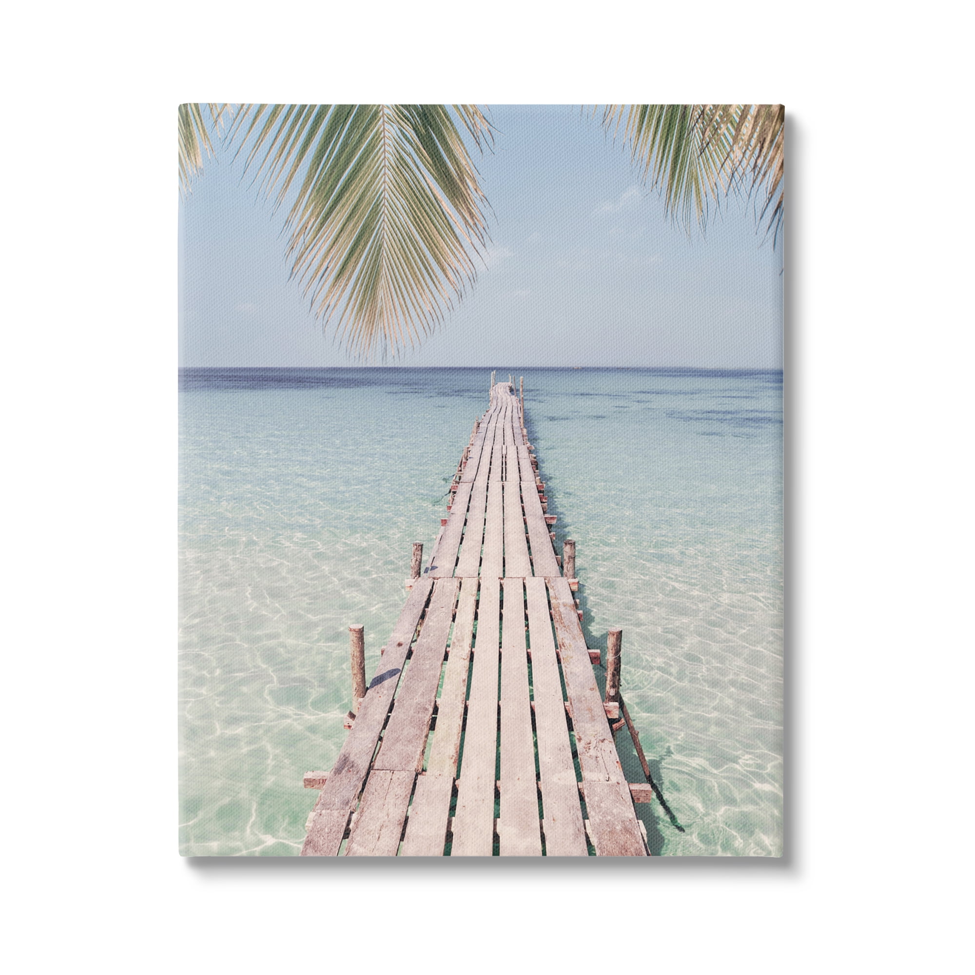 Stupell Industries Tropical Dock on Beach Nature Photography Gallery Wrapped Canvas Print Wall Art, 24 x 30