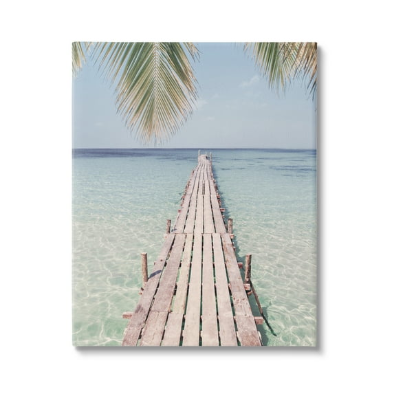 Stupell Industries Tropical Dock on Beach Nature Photography Gallery Wrapped Canvas Print Wall Art, 36 x 48