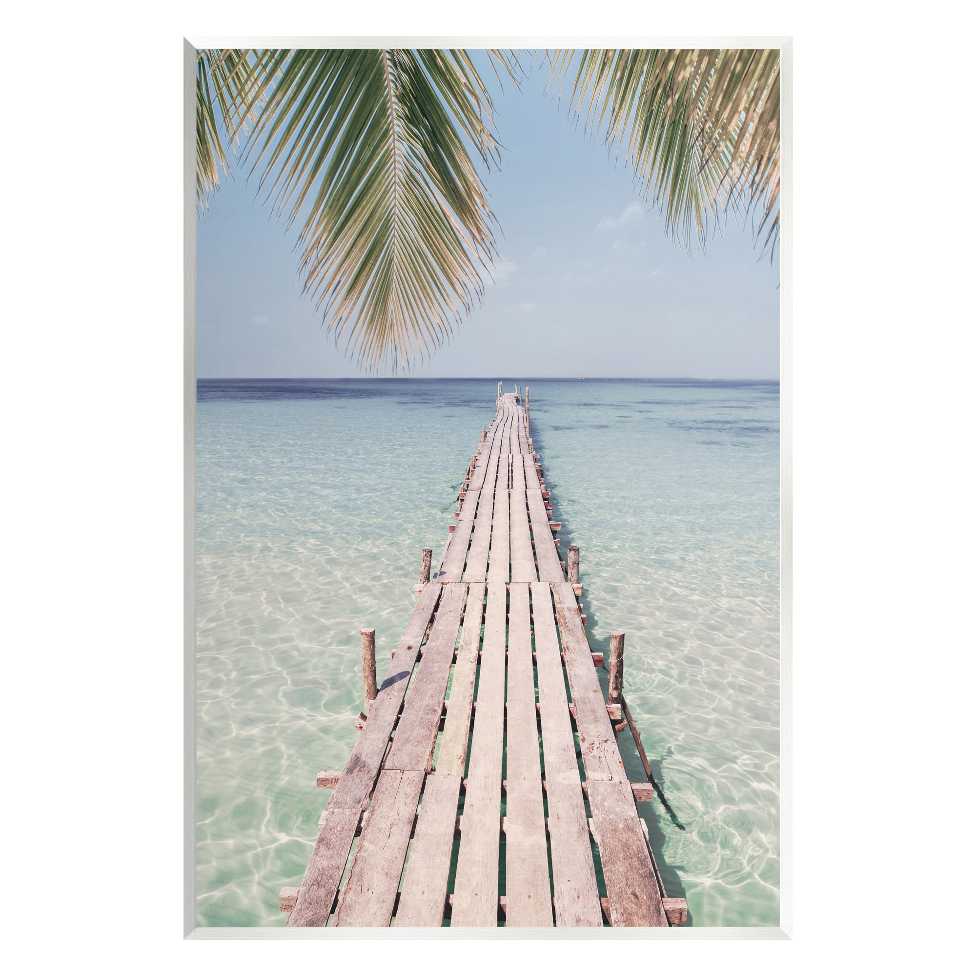 Stupell Industries Tropical Dock on Beach Nature Photography Unframed Art Print Wall Art, 13 x 19