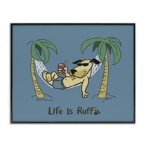 Stupell Industries Tropical Dog on Hammock Animals Painting Black Framed Art Print Wall Art, 14 x 11