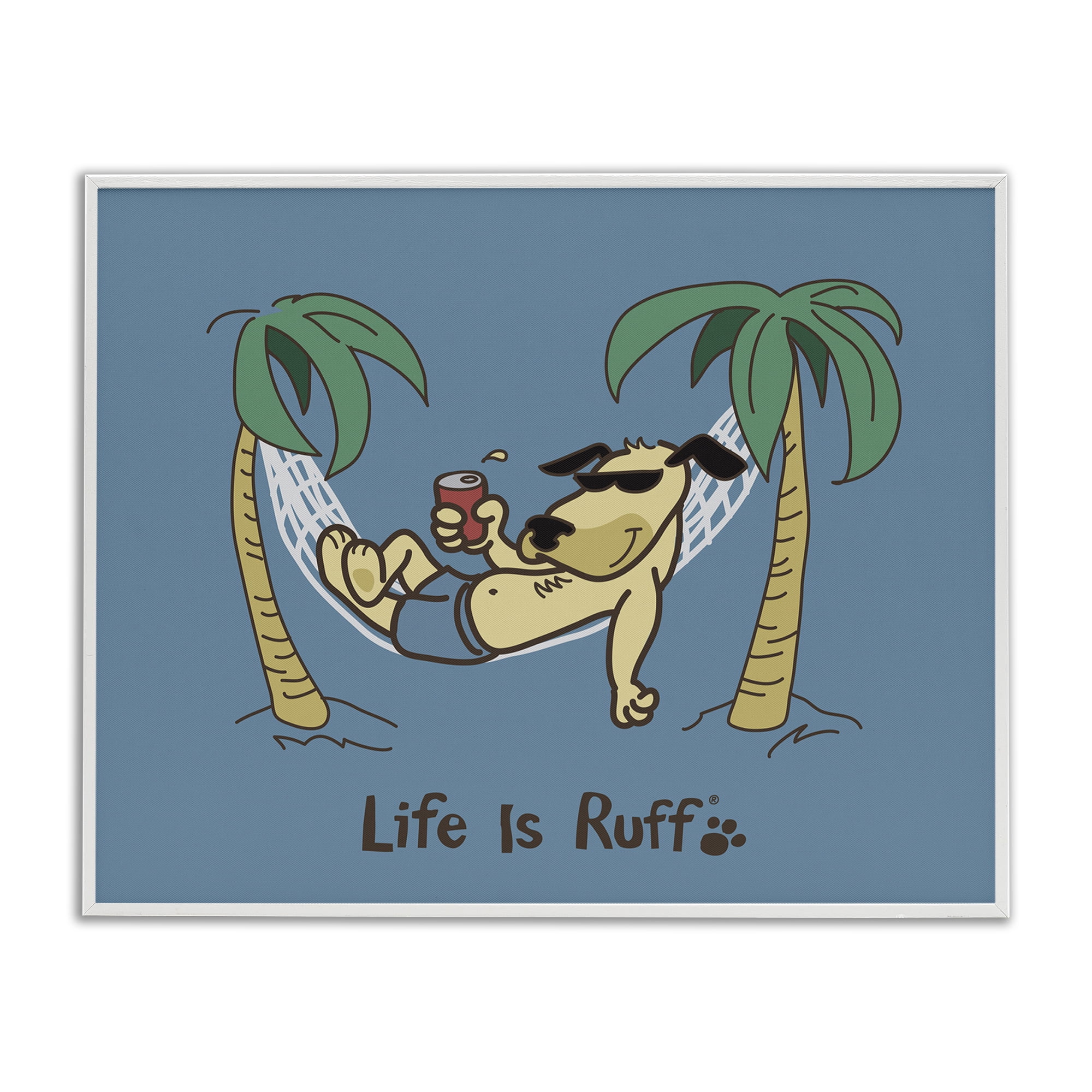 Stupell Industries Tropical Dog on Hammock Animals Painting White Framed Art Print Wall Art, 30 x 24