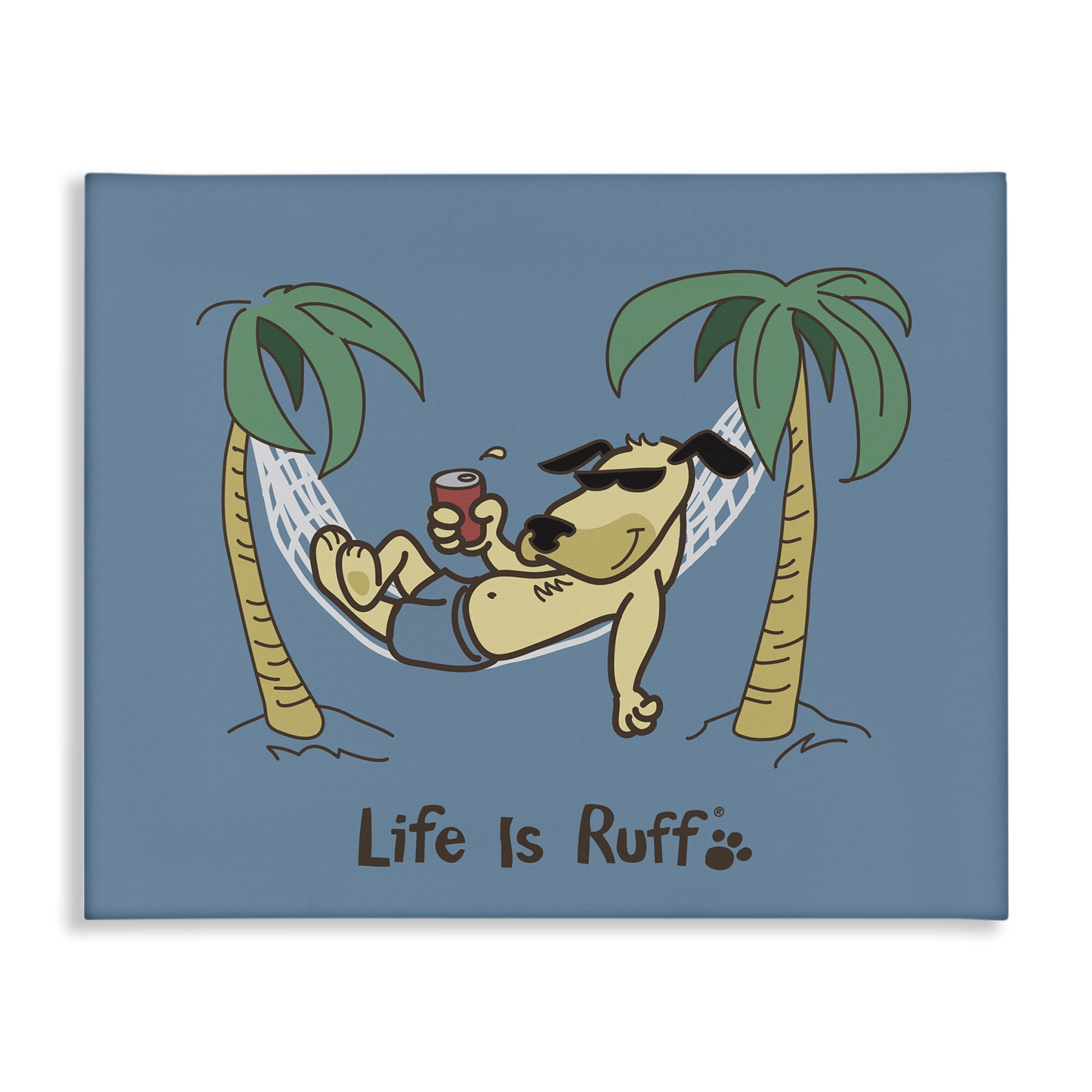 Stupell Industries Tropical Dog on Hammock Animals Painting Wrapped Canvas Art Print Wall Art, 48 x 36