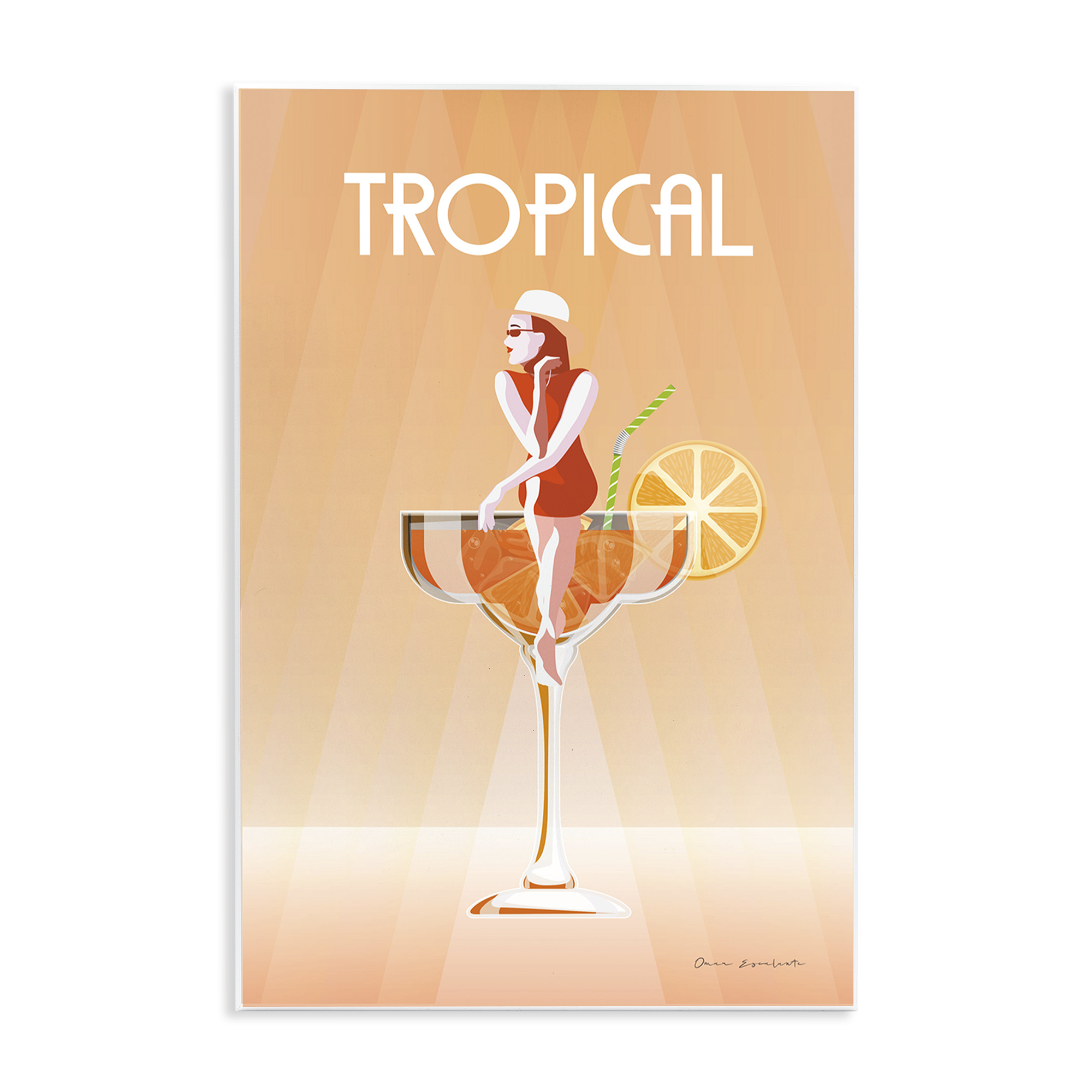 Stupell Industries Tropical Drink Girl Food & Beverage Painting Unframed Art Print Wall Art, 13 x 19