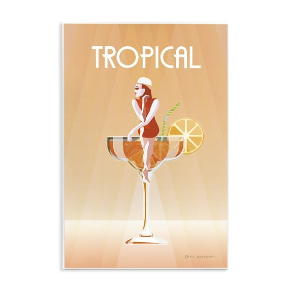 Stupell Industries Tropical Drink Girl Food & Beverage Painting Unframed Art Print Wall Art, 13 x 19