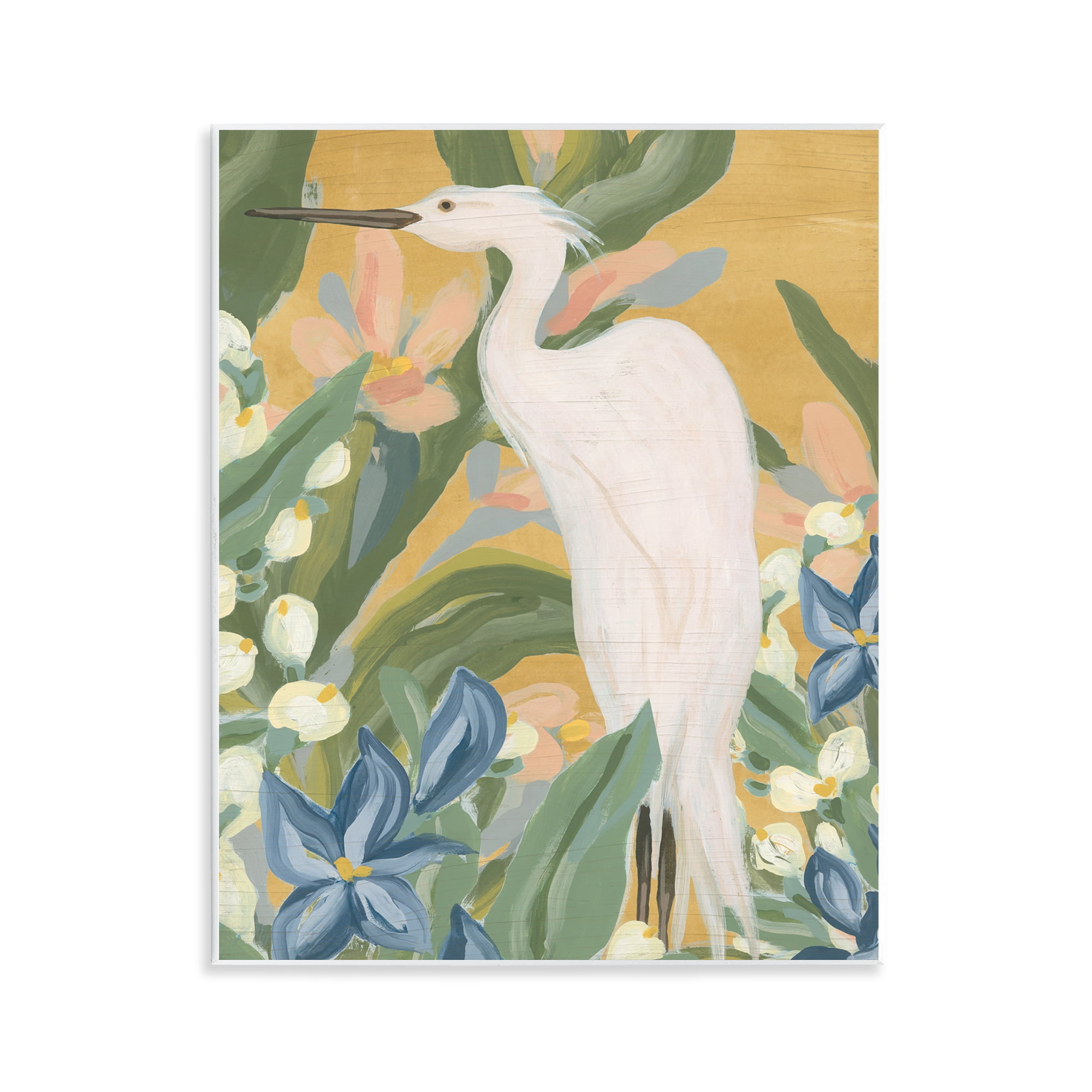 Stupell Industries Tropical Egret Painting Animals & Insects Painting Unframed Art Print Wall Art, 11 x 14