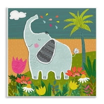 Stupell Industries Tropical Elephant Scene Animals Painting Unframed Art Print Wall Art, 12 x 12