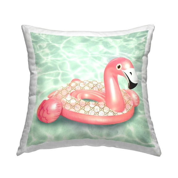Stupell Industries Tropical Flamingo Fashion Pool Float Design by Ziwei Li Throw Pillow