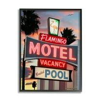 Stupell Industries Tropical Flamingo Motel Nature Painting Black Framed Art Print Wall Art, 11 x 14