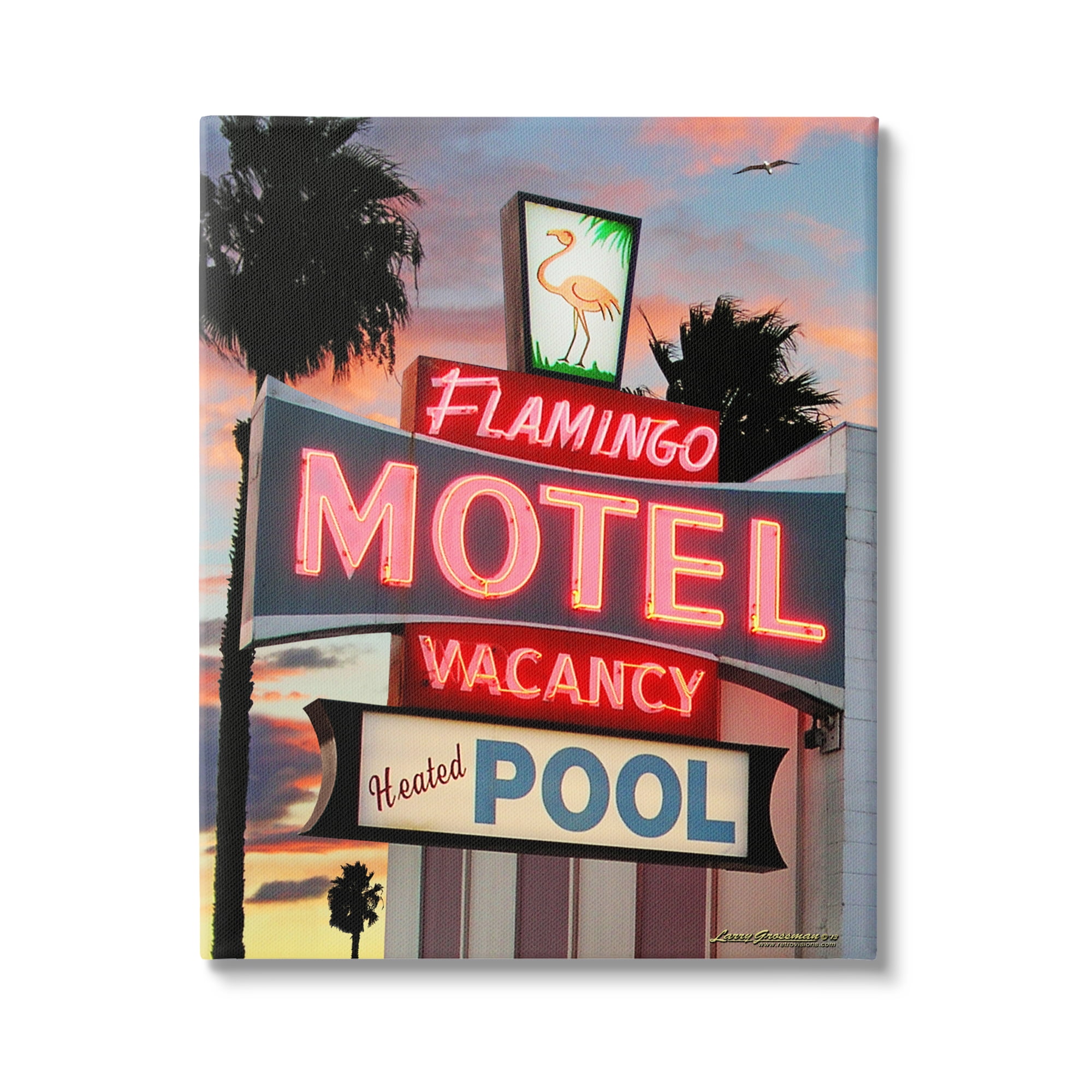 Stupell Industries Tropical Flamingo Motel Nature Painting Gallery Wrapped Canvas Art Print Wall Art, 30 x 40