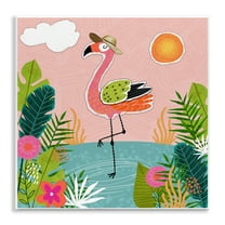 Stupell Industries Tropical Flamingo Pond Animals Painting Unframed Art Print Wall Art, 12 x 12
