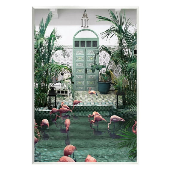 Stupell Industries Tropical Flamingo Pool Resort Graphic Art Unframed Art Print Wall Art, Design by Ziwei Li