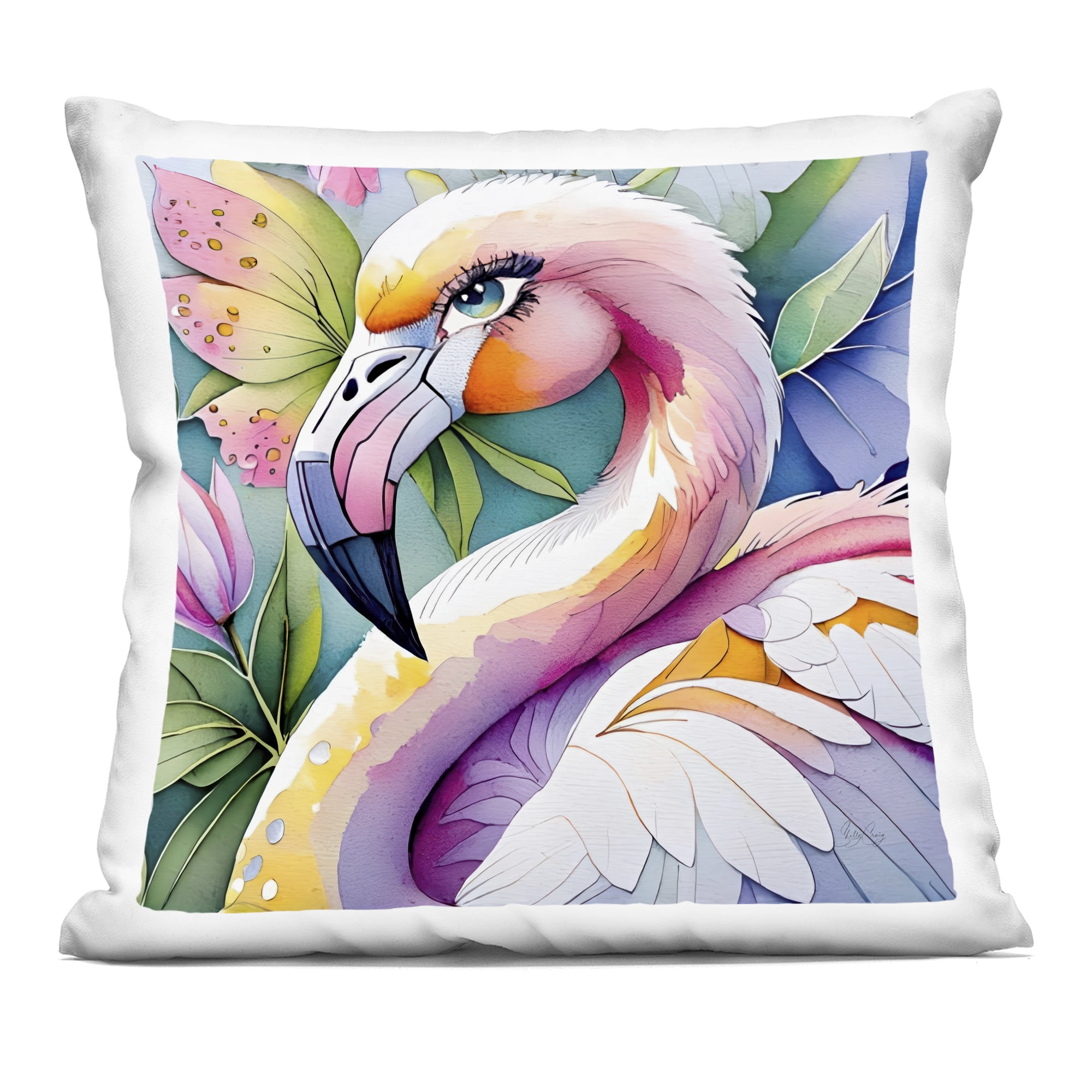 Stupell Industries Tropical Flamingo Portrait Decorative Printed Throw Pillow, design by Shelly Craig, 18 x 7 x 18