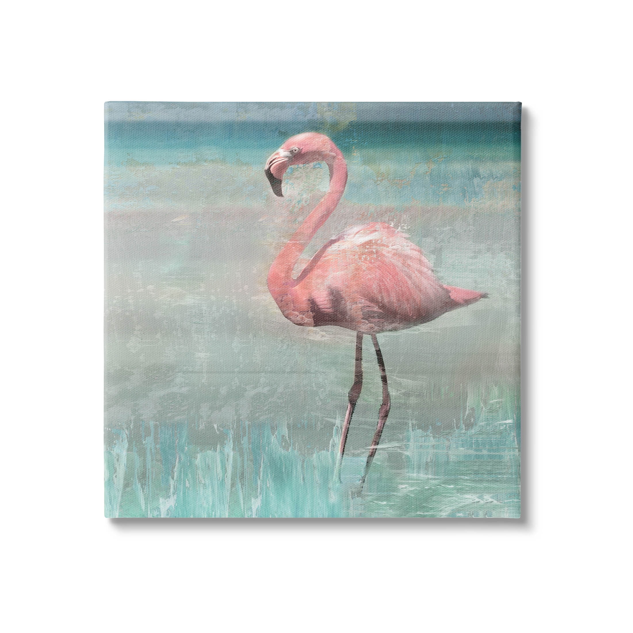 Large Pink Flamingo Canvas Art with Wooden Frame