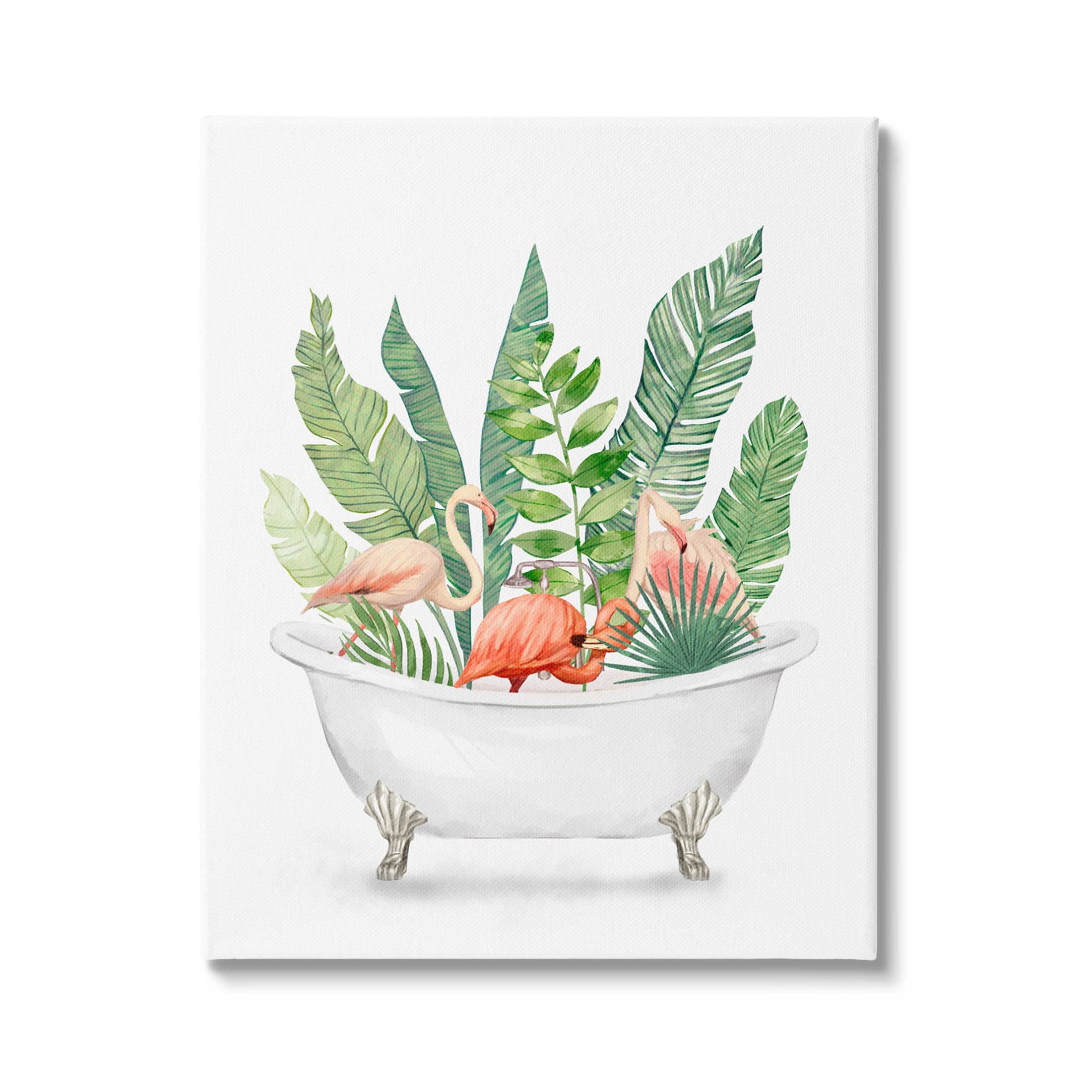 Stupell Industries Tropical Flamingoes Bathtub Plants Graphic Art Gallery Wrapped Canvas Print Wall Art, Design by Ziwei Li