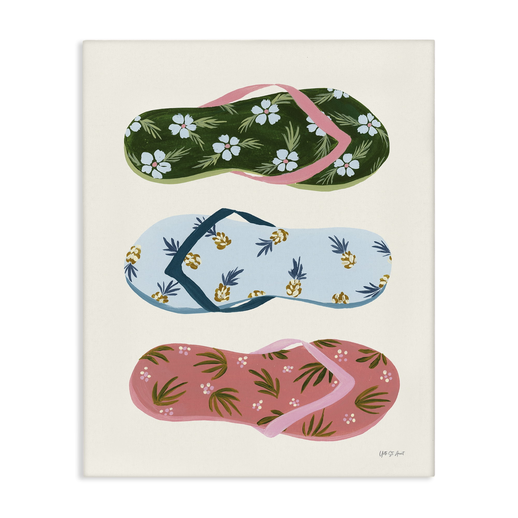 Stupell Industries Tropical Flip Flops Nautical & Beach Painting Wrapped Canvas Art Print Wall Art, 16 x 20