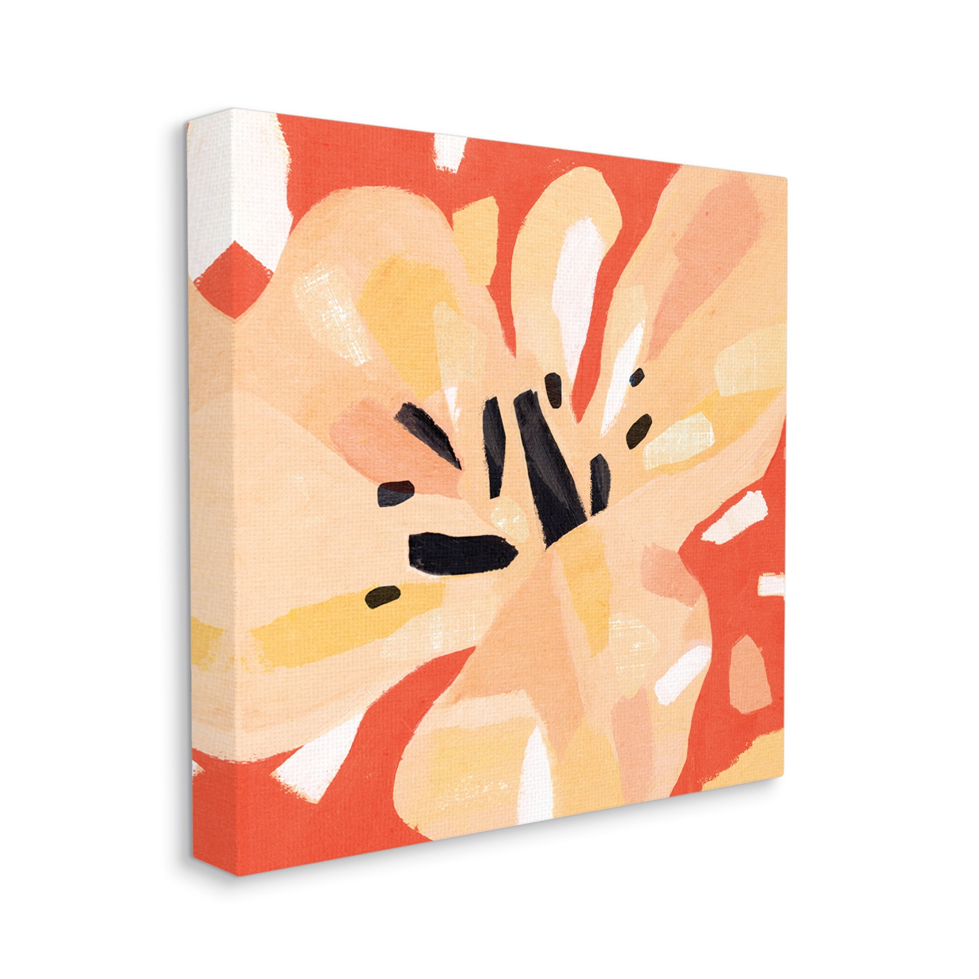 Stupell Industries Tropical Floral Abstraction Vibrant Orange Yellow Botanical & Floral Painting Gallery Wrapped Canvas Art Print Wall Art, 24 x 24