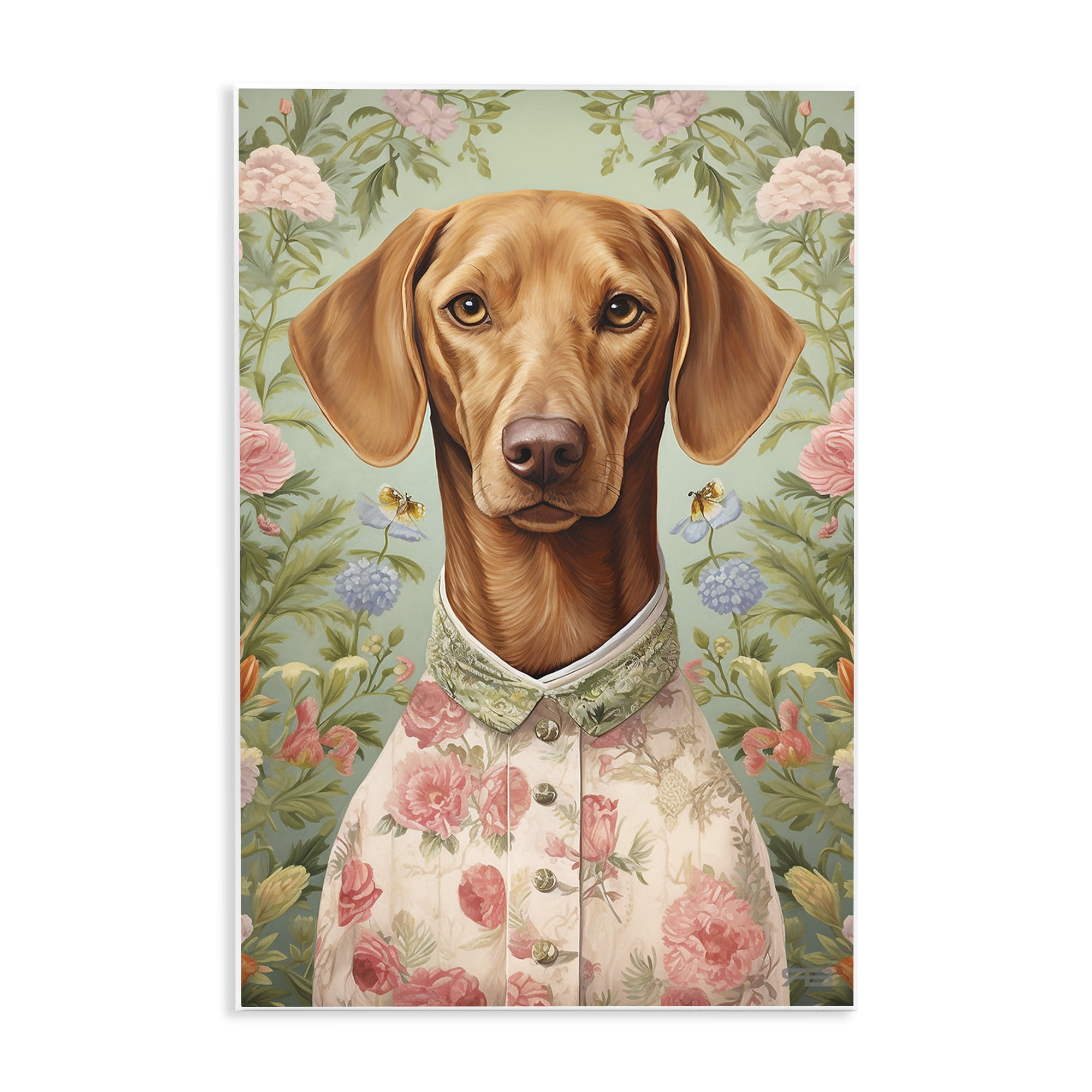 Stupell Industries Tropical Florals Dog Animals & Insects Painting Unframed Art Print Wall Art, 10 x 15