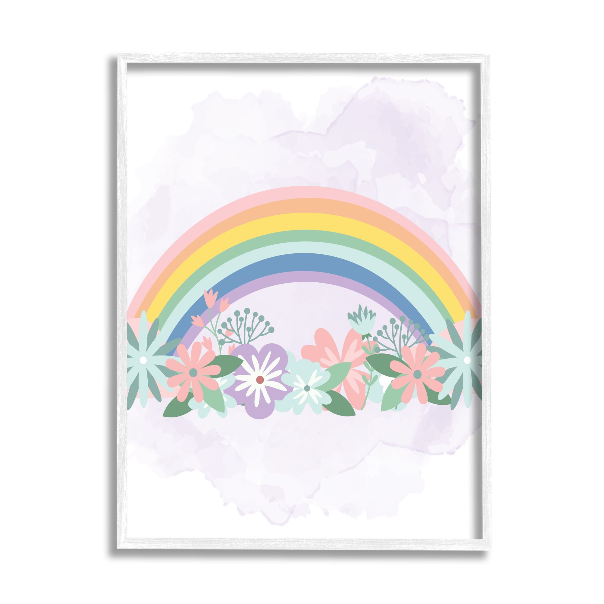 Stupell Industries Tropical Florals under Playful Rainbow Kids' Illustration, 24 x 30, Design by Kim Allen