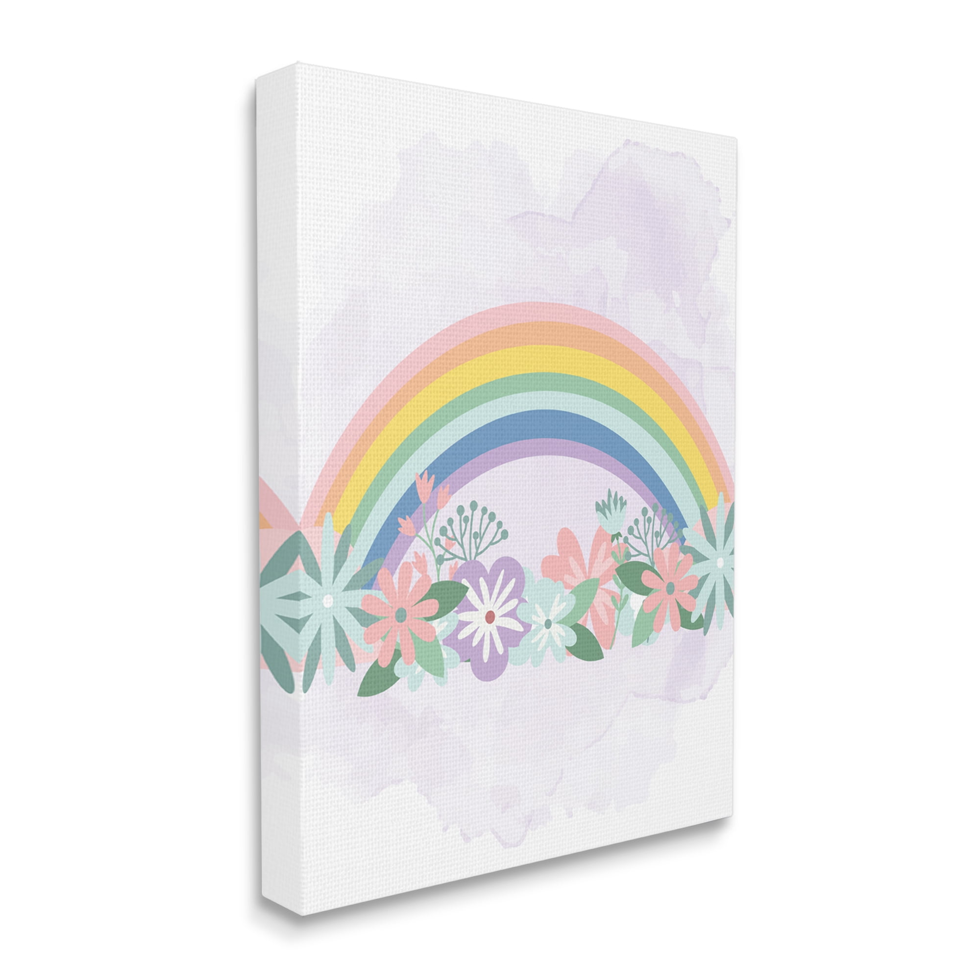 Stupell Industries Tropical Florals under Playful Rainbow Kids' Illustration Graphic Art Gallery-Wrapped Canvas Print Wall Art, 16x20, by Kim Allen