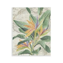 Stupell Industries Tropical Flower over Map Floral Painting Unframed Art Print Wall Art, 11 x 14