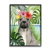 Stupell Industries Tropical French Bulldog Animals & Insects Painting Black Framed Art Print Wall Art, 11 x 14