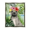 thumbnail image 1 of Stupell Industries Tropical French Bulldog Animals & Insects Painting Gray Floater Framed Canvas Art Print Wall Art, 25 x 31, 1 of 10