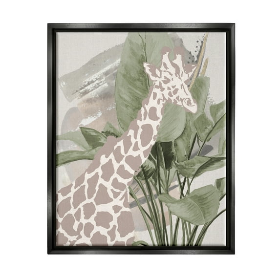 Stupell Industries Tropical Giraffe Abstract Animals & Insects Painting Black Floater Framed Art Print Wall Art, 17 x 21