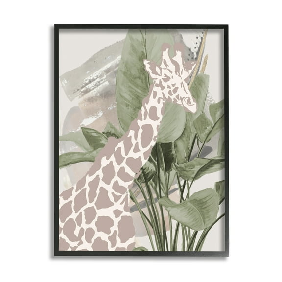 Stupell Industries Tropical Giraffe Abstract Animals & Insects Painting Black Framed Art Print Wall Art, 11 x 14