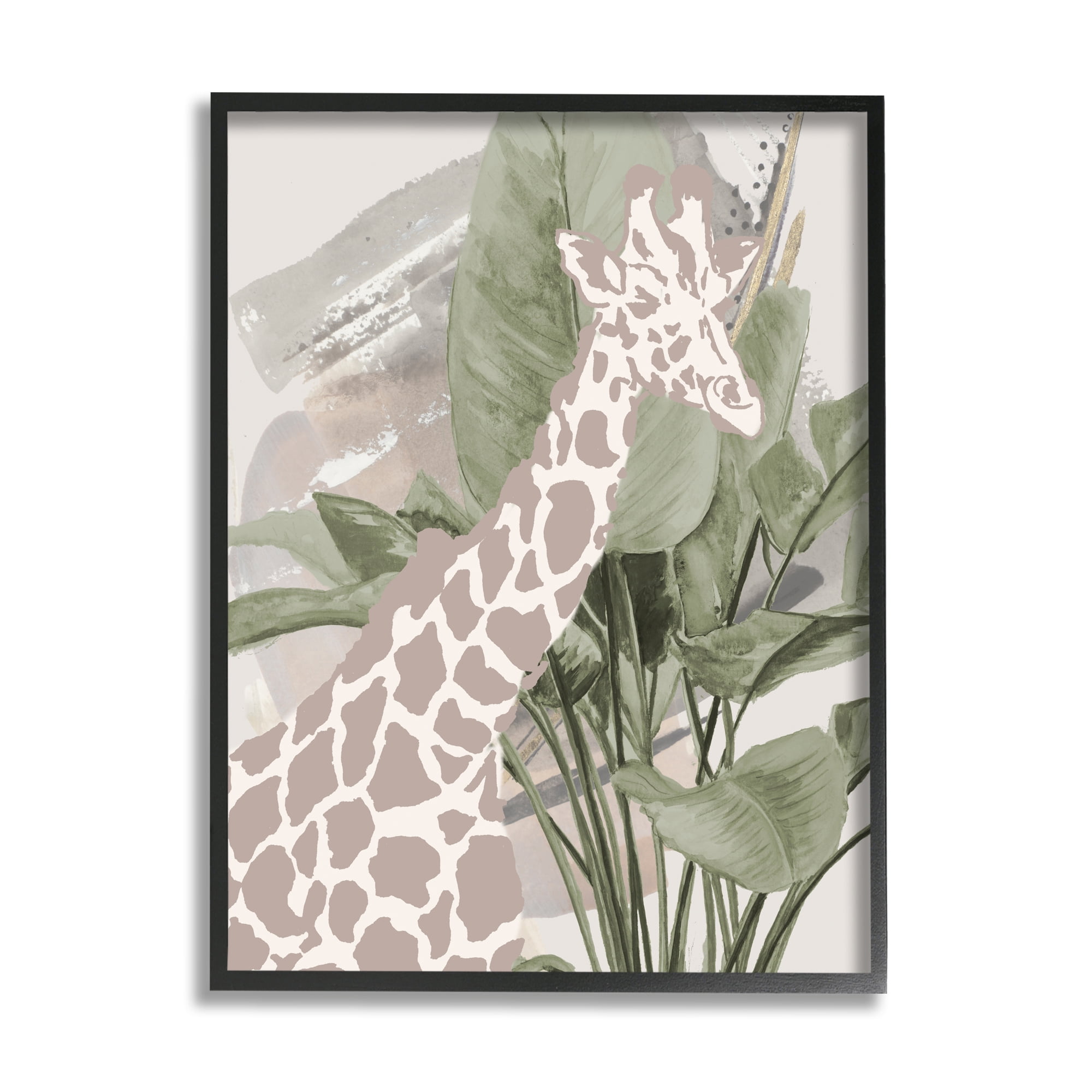 Stupell Industries Tropical Giraffe Abstract Animals & Insects Painting Black Framed Art Print Wall Art, 24 x 30