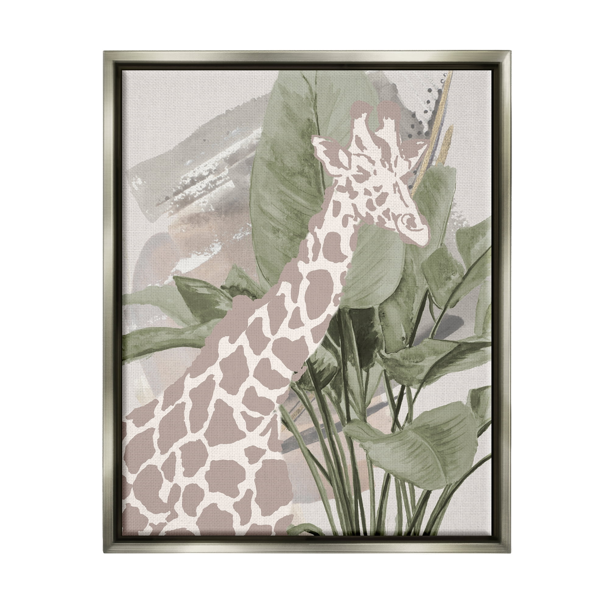 Stupell Industries Tropical Giraffe Abstract Animals & Insects Painting Gray Floater Framed Art Print Wall Art, 17 x 21