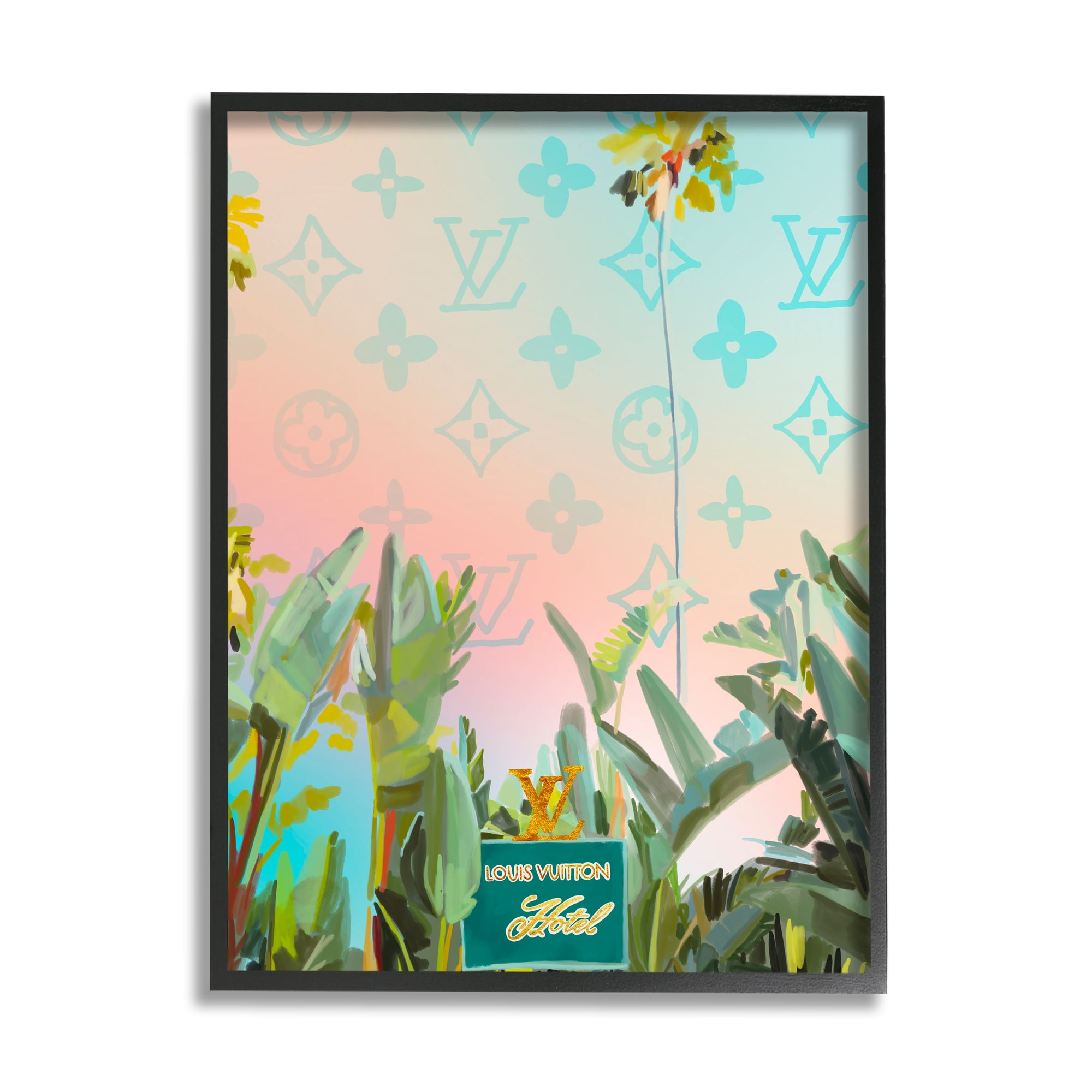 Stupell Industries Tropical Glam Hotel Nature Painting Black Framed Art Print Wall Art, 24 x 30