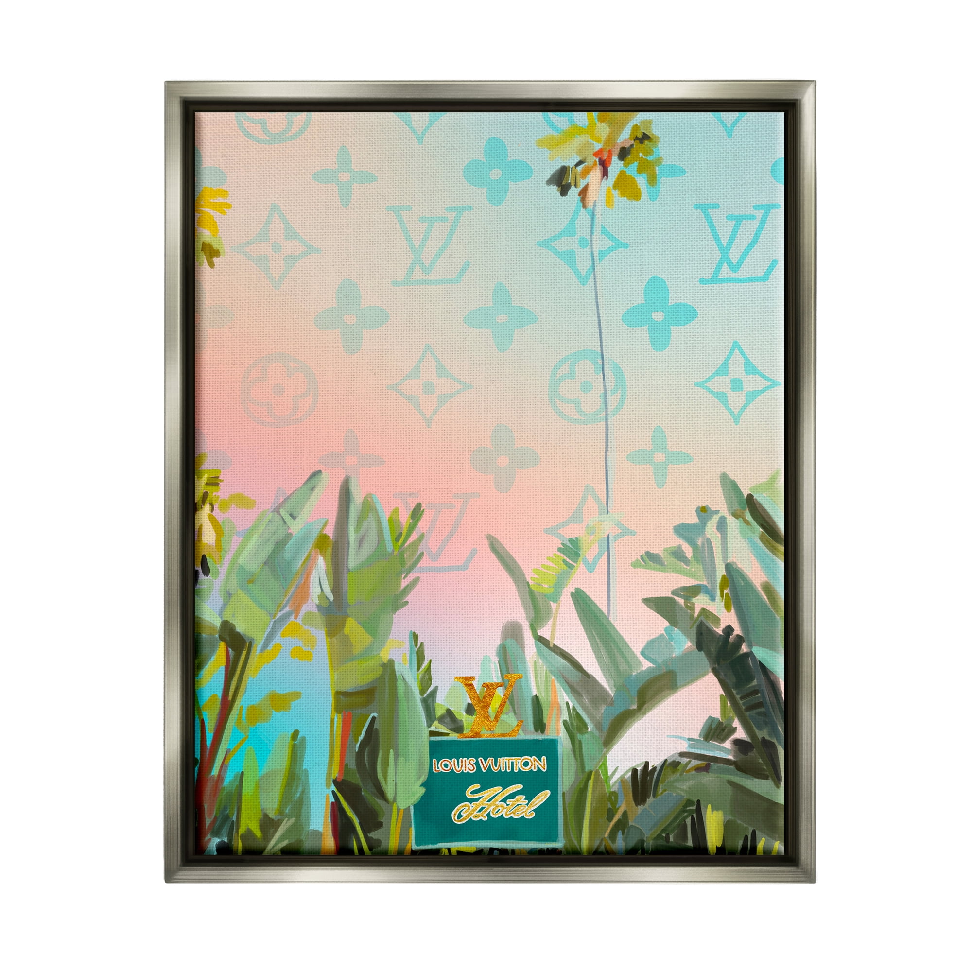 Stupell Industries Tropical Glam Hotel Nature Painting Gray Floater Framed Art Print Wall Art, 17 x 21