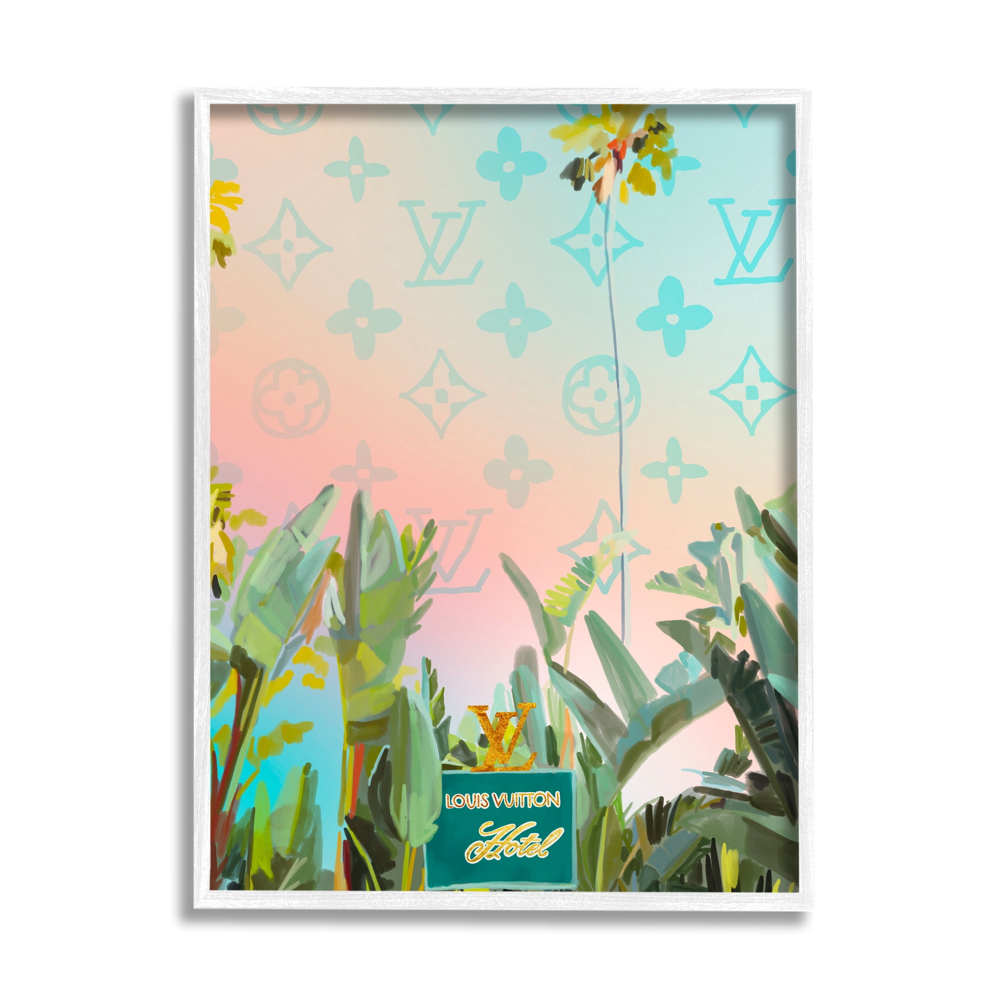 Stupell Industries Tropical Glam Hotel Nature Painting White Framed Art Print Wall Art, 24 x 30