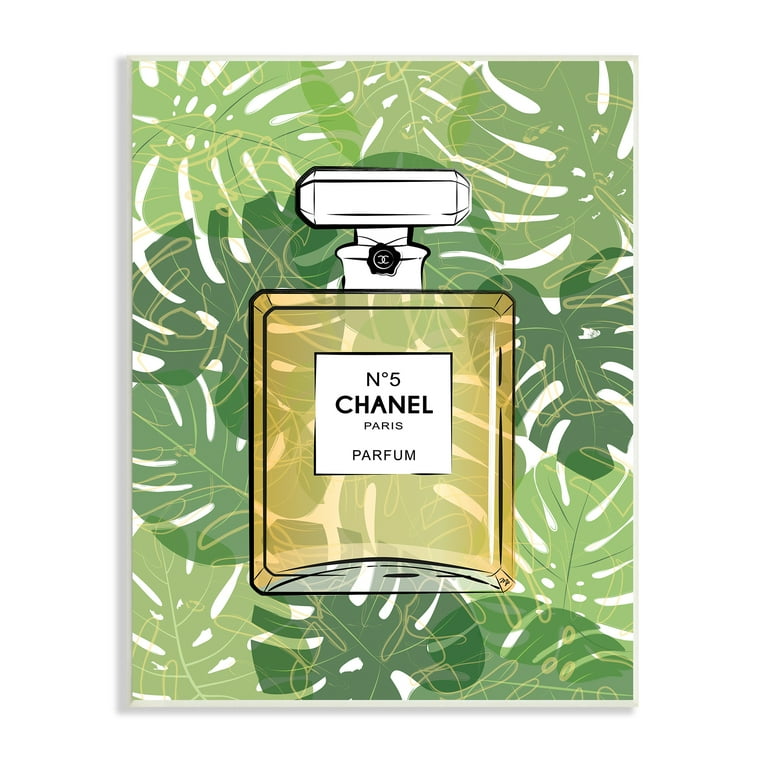 Stupell Industries Tropical Glam Perfume Cosmetic Bottle Monstera Leaf Pattern 13 x 19 Design by Martina Pavlova