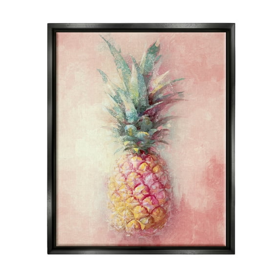 Stupell Industries Tropical Glam Pineapple Food & Beverage Painting Black Floater Framed Canvas Art Print Wall Art, 25 x 31