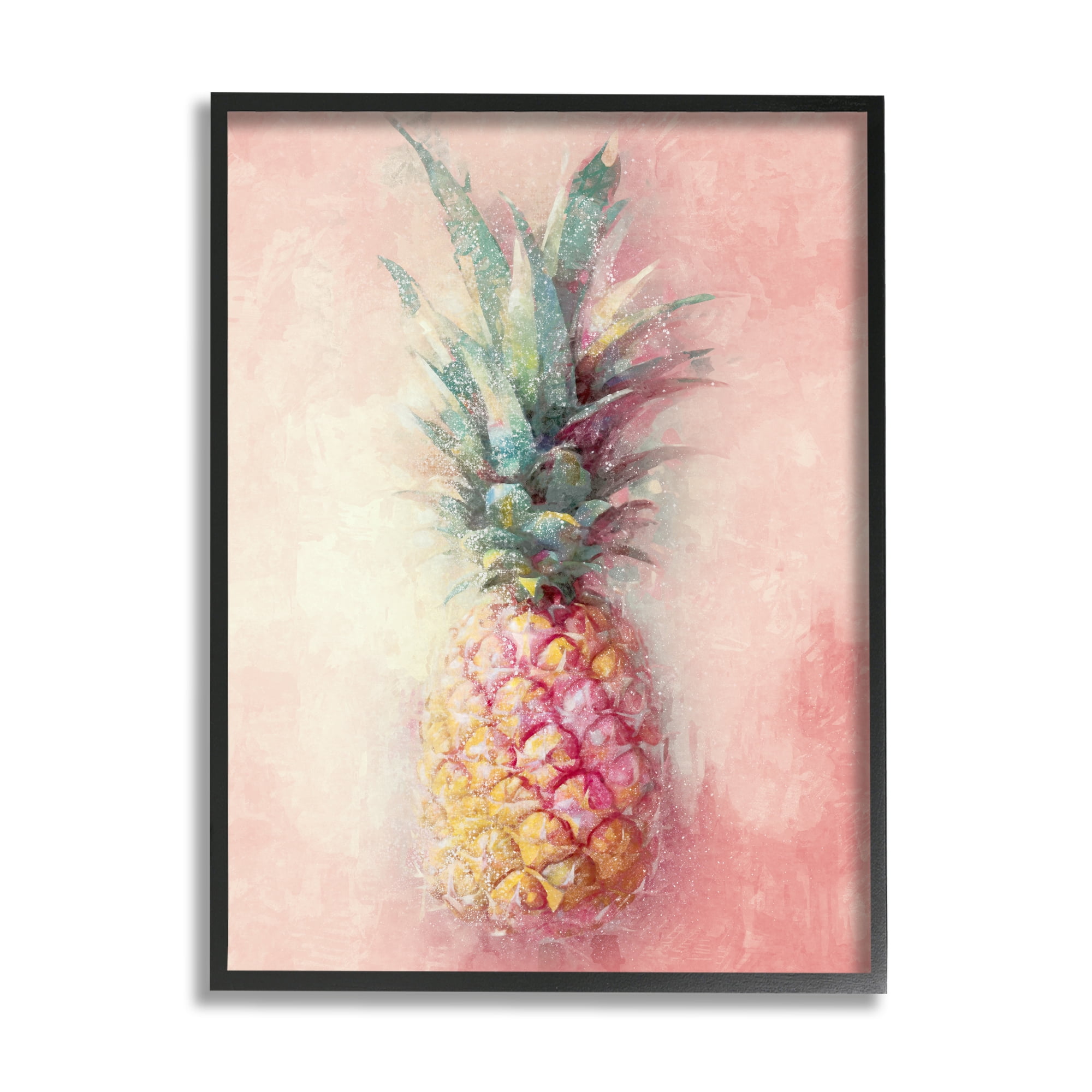 Stupell Industries Tropical Glam Pineapple Food & Beverage Painting Black Framed Art Print Wall Art, 24 x 30