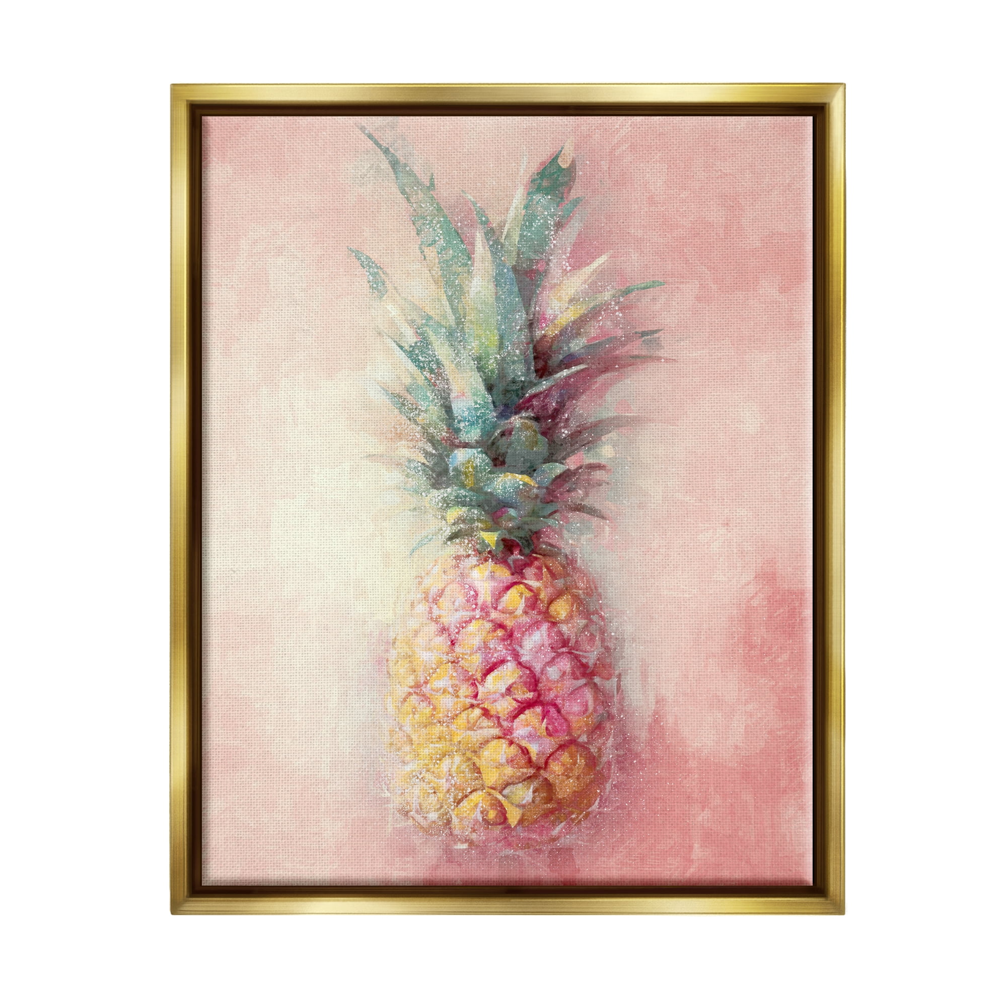 Stupell Industries Tropical Glam Pineapple Food & Beverage Painting Gold Floater Framed Canvas Art Print Wall Art, 25 x 31